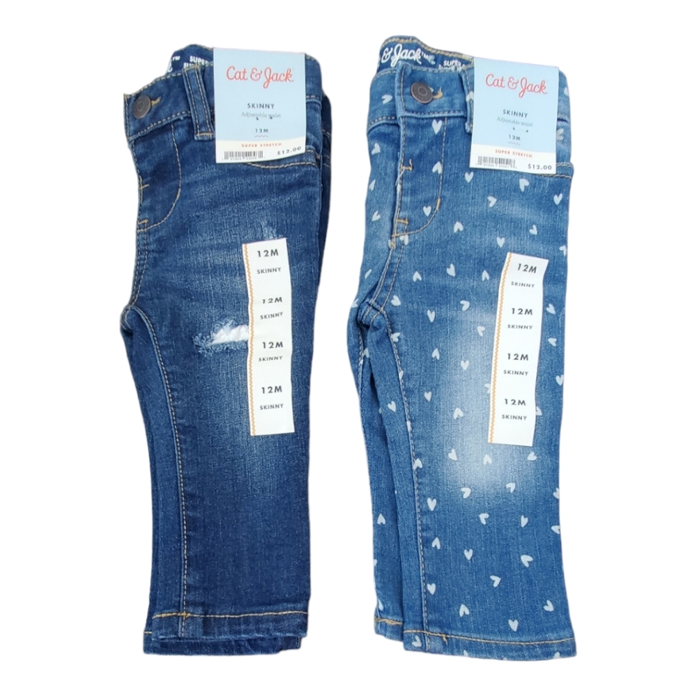 Cat & Jack Baby Girls Skinny Jean| Bundle| 12M